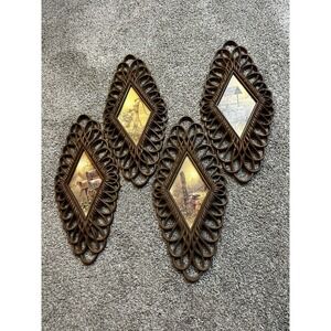 Set of (4)‎ Vintage Burwood Diamond Shaped Home Decor Plaques, HOMCO